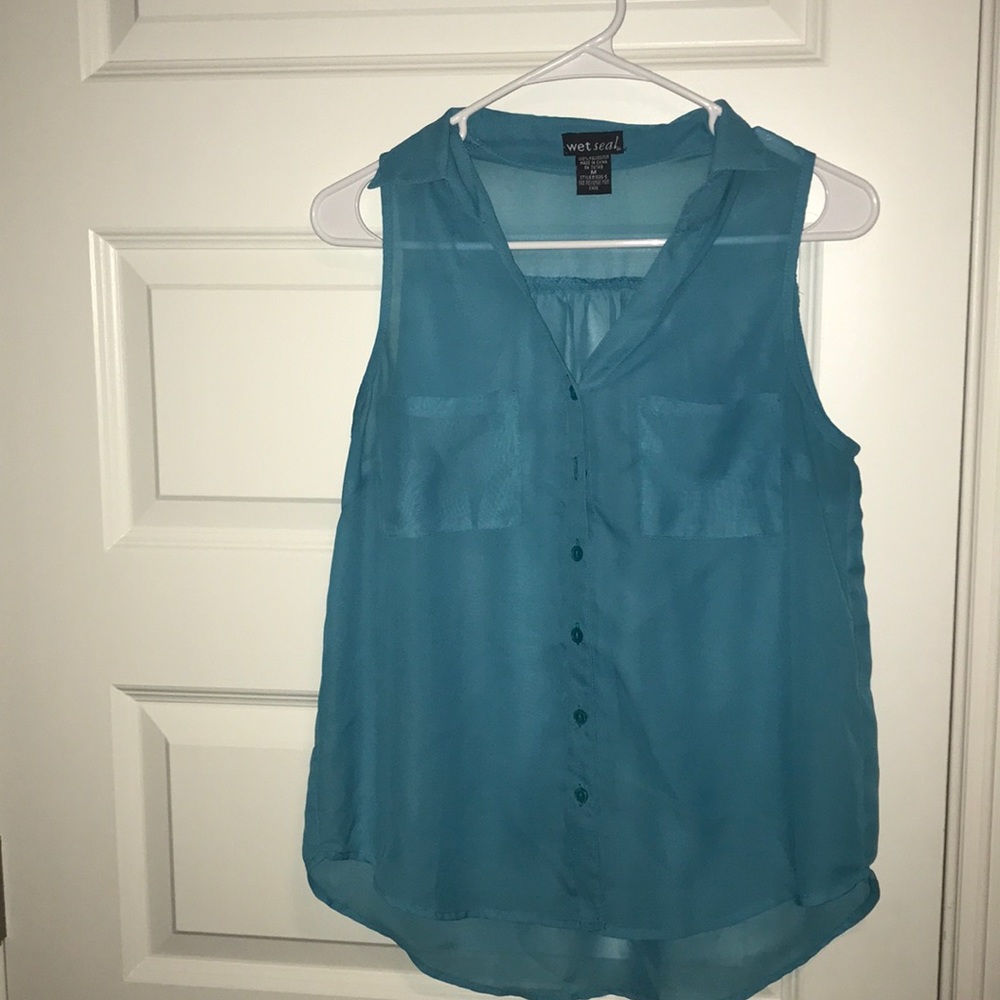 Teal blouse from wet seal button up